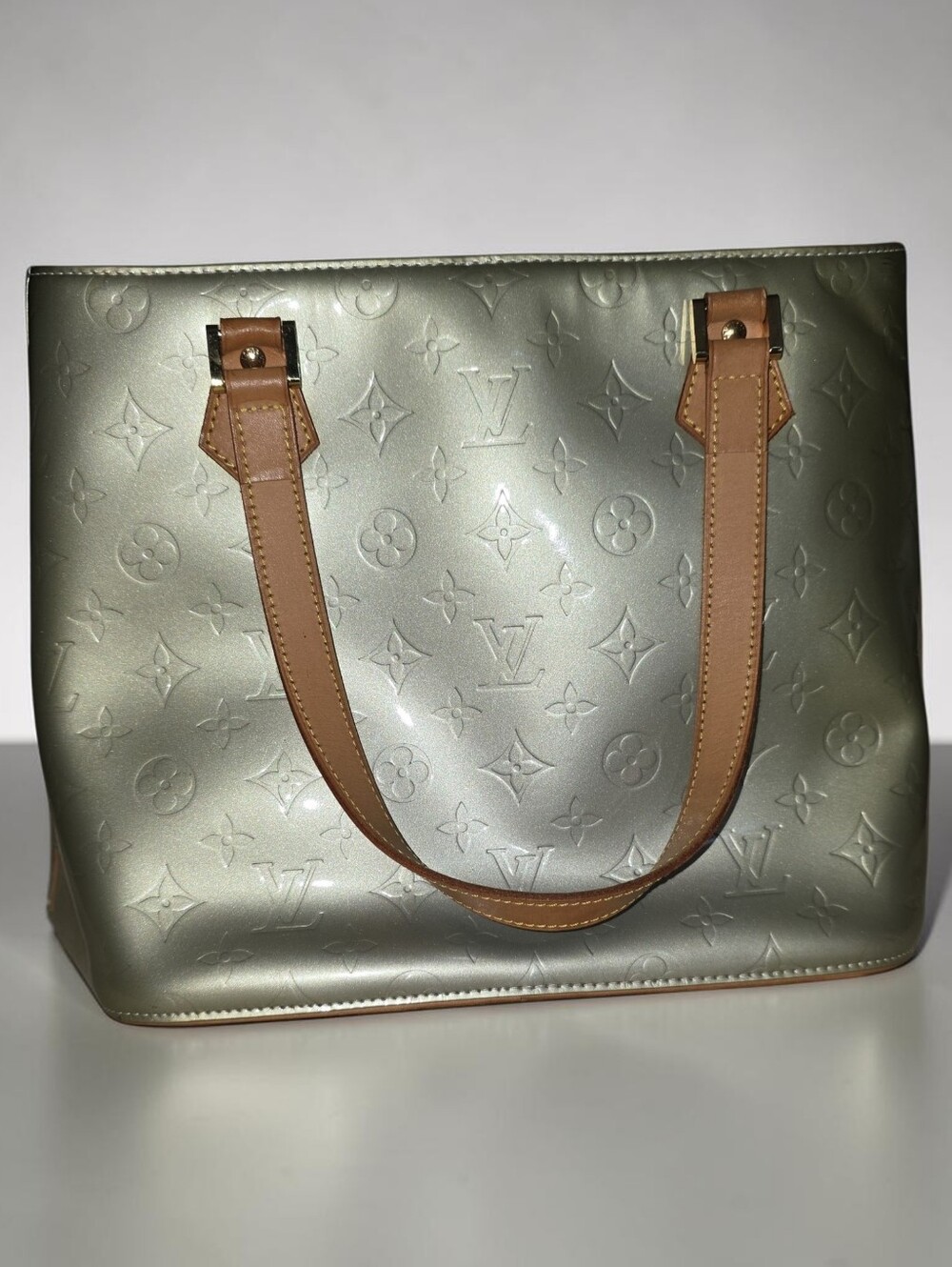 Louis Vuitton Green Houston Vernis Tote With Its Orginal Dusty
